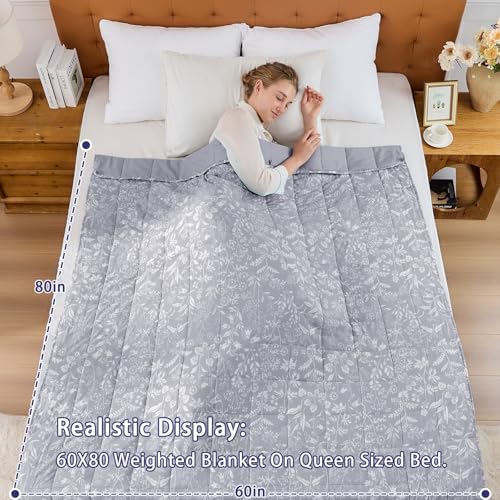 yescool Weighted Blanket for Adults (20 lbs, 60” x 80”, Pearl Grey) Cooling Heavy Blanket for Sleeping Perfect for 190-210 lbs, Queen Size Breathable Blanket with Premium Glass Bead, Machine Washable - Image 2