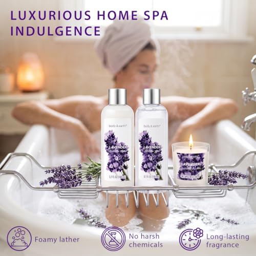Gift Set for Women Body & Earth Spa Gifts Set Lavender Gift Baskets for Women Bath Sets with Bubble Bath Body Lotion Scented Candle Christmas Gifts for mom，Wife - Image 5
