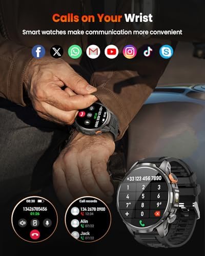 Military Smartwatch for Men 1000mAh Fitness Tracker Rugged Men Watch 2Bands - Image 6