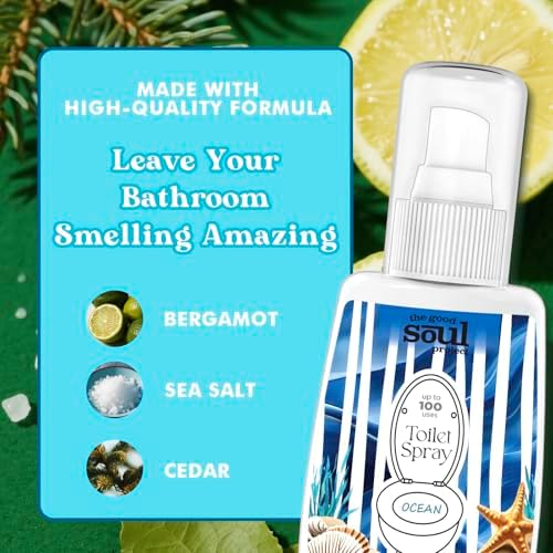 THE GOOD SOUL PROJECT Toilet Spray, Ocean Scent, Eliminates Bathroom & Toilet Odors, Travel Size Air Freshener Spray, 2 Fl.Oz(2 Pack) - Image 2
