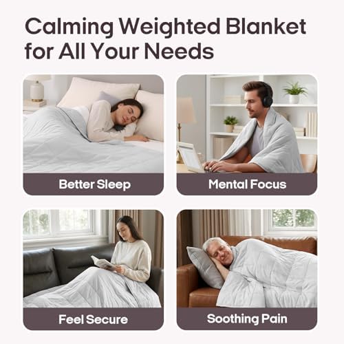 ZonLi Weighted Blanket for Adults (100% Cotton, 60"x80", 20lbs, Light Grey) - Image 5