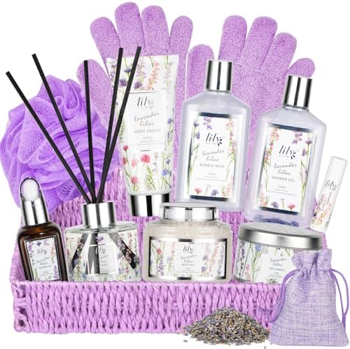 30Pcs Lavender Spa Gifts for Mom, Premium Spa Gift Baskets for Women by LILYROY