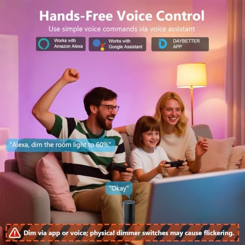 DAYBETTER A19 E26 Smart Light Bulbs,Compatible with Alexa & Google Home - Image 4