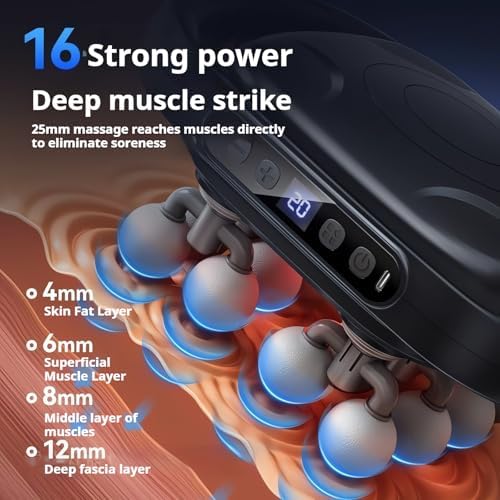 16-Head Deep Tissue Massage Gun, 20-Speed 9-Mode Percussion Massager - Image 2