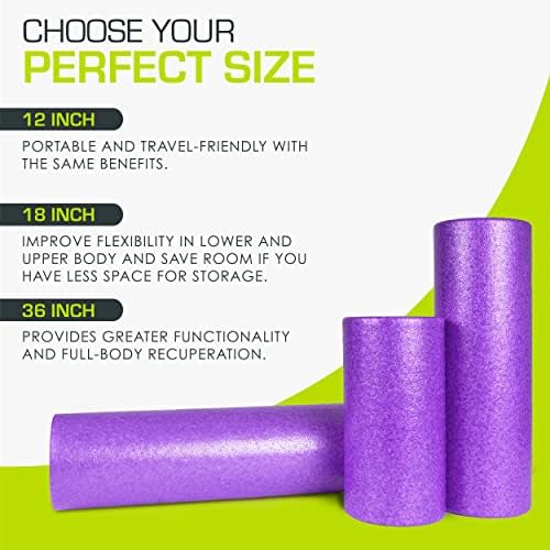 ProsourceFit High Density Foam Rollers 36 - inches long,Firm Full Body Athletic Massage Tool for Back Stretching, Yoga, Pilates, Post Workout Muscle Recuperation, Purple - Image 4