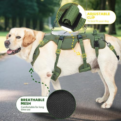 PUPTECK Dog Lift Harness for Medium Large Sized Dog, Rehabilitation Sling for Hind Leg Support, Multifunctional Mobility Assistance Harness for Old, Disabled, Joint Injuries, Paralysis Dog, Green XL - Image 6