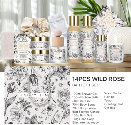 Spa Gift Set for Women- Luxury Rose 14 Pcs Bath Set, Home Spa Kit, Christmas Gift for Women, Birthday Gifts - Image 2