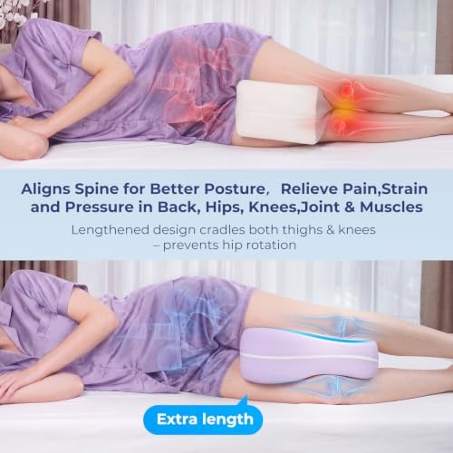 13" Extended-Length Knee Pillow for Side Sleepers with Full Thigh Support - Image 2