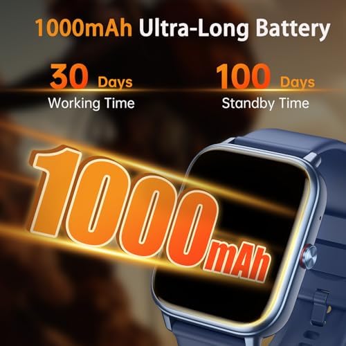 Smart Watch Fitness Tracker for Men Women, Answer/Make Call, 1000 mAh Battery, 120+ Sport Modes, Step Counter, Sleep Monitor Fitness Watch, Smartwatch for Android iPhone iOS (Blue) - Image 2