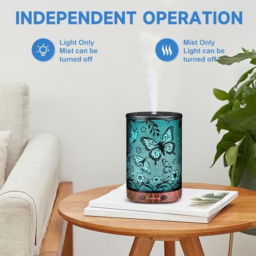 Essential Oil Diffuser 120ML Metal Aromatherapy Diffuser with Timer, Cool Mist Humidifier with Auto Shut-Off & 7 Color Lights for Home Office Spa (Big Butterfly) - Image 6