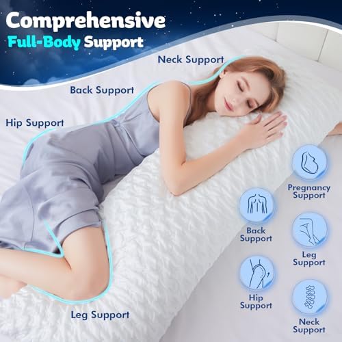 KUCEY Body Pillow for Side Sleeper with Neck and Shoulder Pain,Adjustable Shredded Memory Foam Pillows, Cooling Pillow for hot Sleepers with Washable Cover, Bed Pillows for Adults, Original White - Image 2