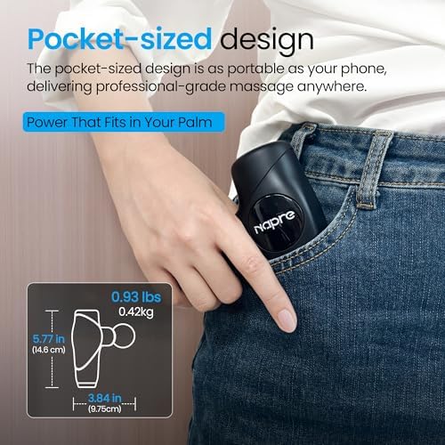 NAPRE 3-in-1 Detachable Massage Gun,Mini Massage Gun Deep Tissue with Extension Handle,Portable Handheld Percussion Muscle Massager for Back/Neck/Body,Small & Quiet,5 Heads,with Case - Image 4