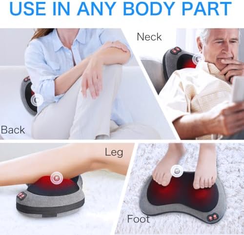 Papillon Back Massager with Heat,Shiatsu Pillow for Body Pain Relief Gray - Image 6