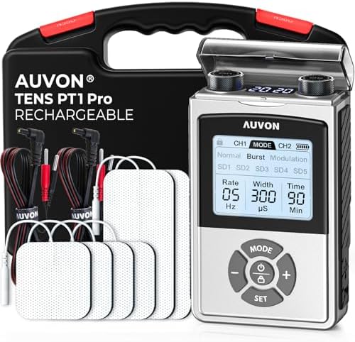 AUVON Rechargeable Digital TENS Unit Muscle Stimulator with 600 mAh Battery by AUVON