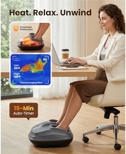 BOB and Brad Lite Foot Massager FSA Eligible HSA, Birthday Gifts for Women Men, Shiatsu Foot Massager with Heat for Neuropathy & Plantar Fasciitis Relief, Electric Deep Kneading Feet Massager Machine - Image 5