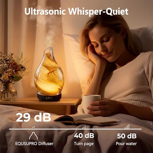 Aromatherapy Diffuser Essential Oil Diffuser - Glass Diffuser Ultrasonic Aroma Diffuser 150ml Scented Oil Diffuser with Auto-Off Protection & 7 Colors Night Light for Home Office Decor&Gift - Image 5