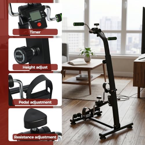 Adjustable Pedal Exerciser Bike for Seniors with a Pair of Gloves - Image 3