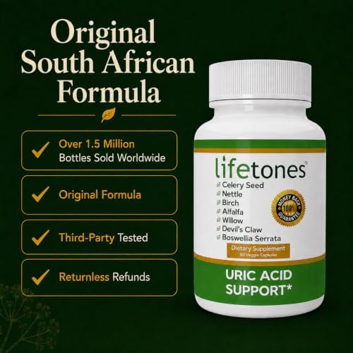 Lifetones Uric Acid Support Capsules – 7-Herb Formula with Boswellia, Devil's Claw, White Willow & Celery Seed – No Herbal Taste – Supports Healthy Uric Acid Levels & Joint Comfort – 60 Vegan Capsules - Image 3
