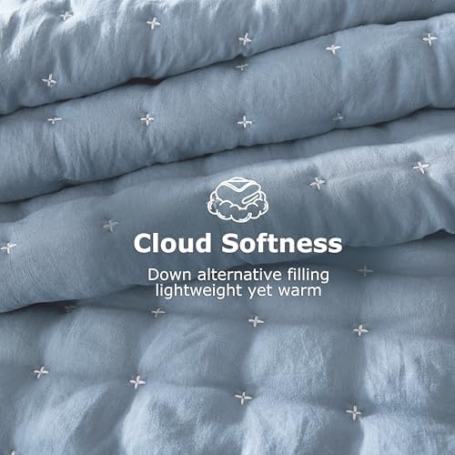 WDCOZY Twin Quit Size Bedding Sets with Pillow Sham, Lightweight Soft Bedspread Coverlet, Quilted Blanket Thin Comforter Bed Cover for All Season, 2 Pieces, 68x90 inches, Blue - Image 4