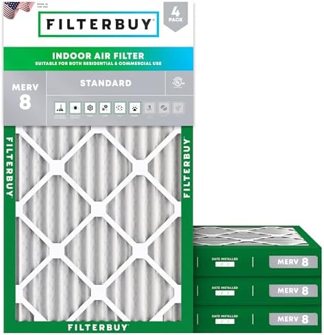 Filterbuy 14x30x2 Air Filter MERV 8 Dust & Allergy Defense (4-Pack) by Filterbuy