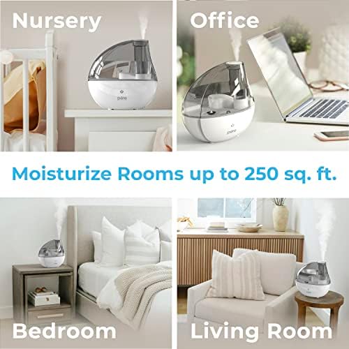Pure Enrichment MistAire Silver Ultrasonic Cool Mist Humidifier for Bedroom, Office, Nursery & Indoor Plants - Lasts Up to 25 Hours, Whisper-Quiet Operation, Optional Night Light, & Auto Shut-Off - Image 4