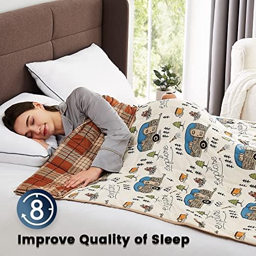 CuteKing Weighted Blanket for Adults (20lbs, 60"x80", Camping) Heavy Blanket for 180-190lbs, Weighted Blanket for Cooling & Heating with Premium Glass Beads, Thick Blanket for Adult All-Season - Image 2