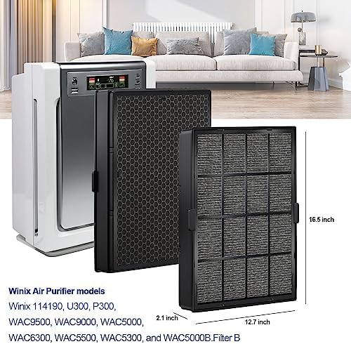 114190 HEPA Washable Replacement Filter B for Winix Models 9500 U300 P300 WAC9000 WAC9500 WAC5000 WAC5000b WAC5300 WAC6300 WAC5500 Air Purifiers Compatible with 114190 Size 21 Replacement Filter B - Image 2
