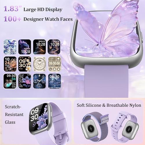 Smart Watch for Women Men, 2026 Upgrade Smartwatch [2 Bands, 44mm case], 1.83" Fitness Tracker Watch Alexa Built-in, Make/Answer Call, HR Sleep Stress Monitor, IP68 Waterproof Step Counter Watch - Image 3