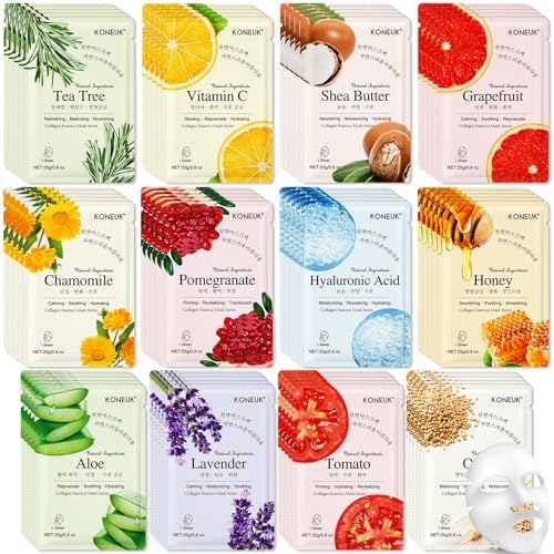 84 Pack Collagen Face Masks Skincare for Women, Hydrating & Moisturizing by KONEUK