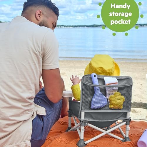 Bright Starts Pop ‘N Sit Portable Booster Seat, 3-in-1 Floor Seat, Travel High Chair & Toddler Booster with Feeding Tray, Indoor/Outdoor, Grey, 6 Months–3 Years - Image 6