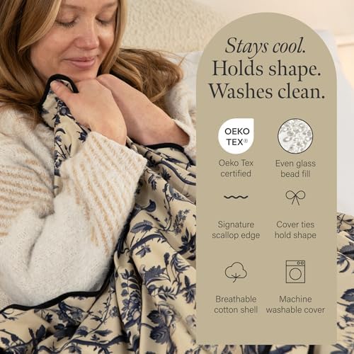 15 lb Cooling Weighted Blanket for Adults (60x80 Queen) | 100% Cotton with Removable Cover | Unique Scallop Edge Design | Oeko-TEX Glass Beads | Breathable All-Season Heavy Blanket - Image 6