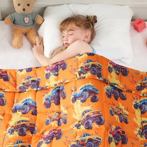 yescool Truck Car Weighted Blanket 3 Pounds Cooling Weighted Lap Blanket, Heavy Blanket, Breathable Weighted Throw Blanket Gifts for 20-40lbs, 36"x48" by yescool