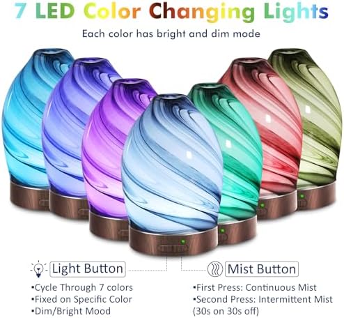 Essential Oil Diffuser Diffuser -Aromatherapy Diffuser for Essential Oils with Timer and 7 Colors LED Light Ultrasonic Diffuser with Auto Shut-Off, Home Office Decor&Gift（Storm Cloud） - Image 3