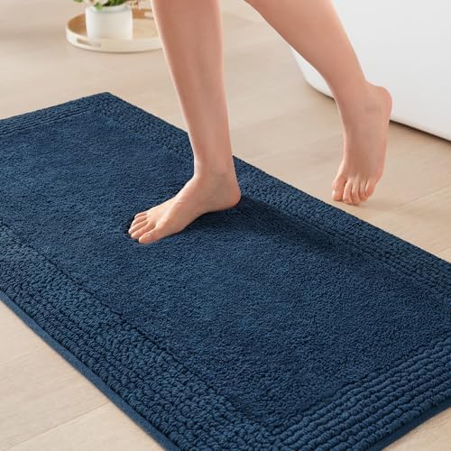Madison Park Splendor Reversible 100% Cotton Bath Rug, 24 x 44, Navy by MADISONPARK