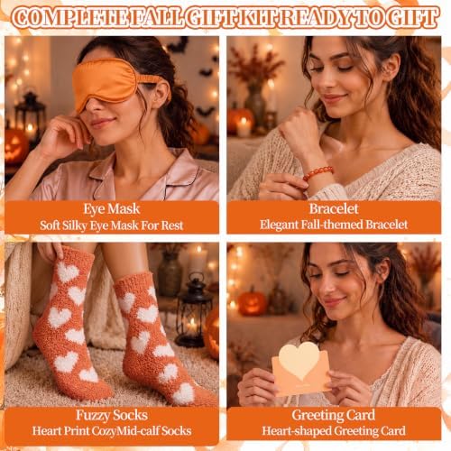 Willinglong 11 Piece Fall Gift Basket for Women, Cozy Orange Gift Set - Image 4