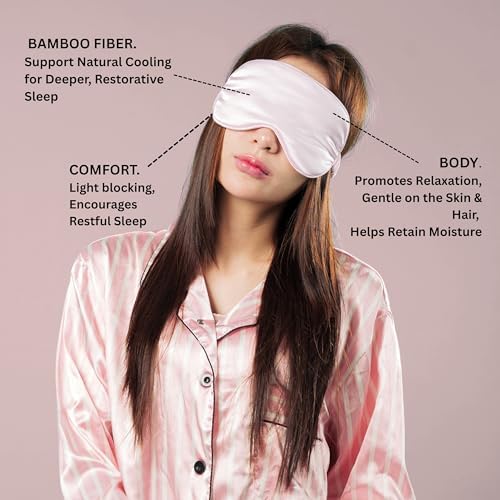 Luxury Bamboo Sleep Mask – Ultra-Soft Cooling Eye Mask for 100% Light Blocking, Adjustable Comfort Strap, Perfect for Travel & Better Sleep (Blush) - Image 2