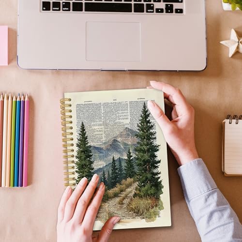 XPH Vintage Nature Landscape Spiral Notebook, Mountain Forest Journaling Notebooks for Women, Mountain Gifts Hardcover Journals for Writing 160 Pages 5.5 x 8.3 Inch, Nature Lover Gifts - Image 5