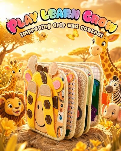 Montessori Busy Book, 8-Page Sensory Activity Toy, Giraffe - Image 2