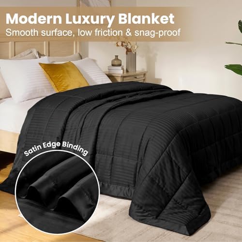 downluxe King Size Blanket with Satin Trim, Lightweight Down Alternative King Blanket for All Season, Machine Washable (Black, 108 x 90 Inch) - Image 3