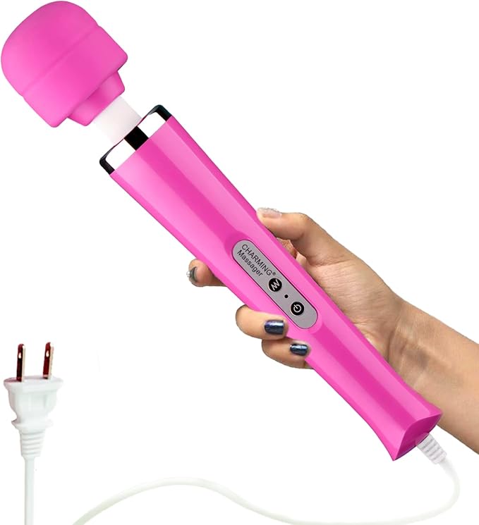CHARMING 10 Speeds Wired Powerful Handheld Back Massager with Strong Vibration Wand, Personal Therapy Massager for Sports Recovery, Muscle Aches, Body Pain- Rose red by CHARMING