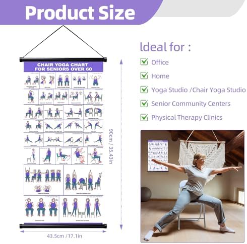 GiftNest Chair Tai Chi & Yoga Workout Chart for Seniors –Chair Yoga Wall Chart – 31 Poses for Seniors & Beginners – Fabric Poster with Hanging Rod & Rope – Durable, Foldable, and Easy to Display in Home or Office – Stretching & Mobility Guide - Image 2