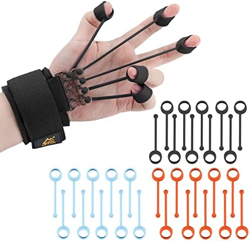 Finger Strengthener Stroke Recovery Physical Therapy Equipment Stretcher Hand Strengthener Hand Workout Extension Exerciser Hand Grip Trainer (Enhanced Kit - Black) by NOAOVO