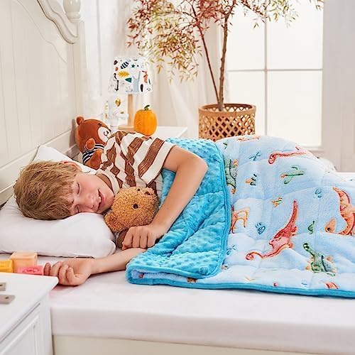 yescool Weighted Blanket 5 Pounds Weighted Lap Blanket, Glow in The Dark Dinosaur Heavy Blankets, Warm Minky Weighted Throw Blanket Gifts for 40-60lbs, 36"x48" - Image 4