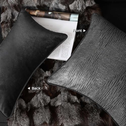 Designer Onyx Black Abstract Texture Throw Pillow Cover, Luxury Pillow Cover for Modern & Classic Home Decor, 18x18 Inch (Single Pack) - Image 7