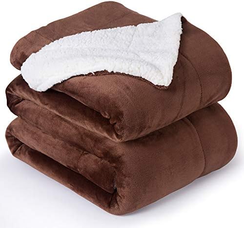 NANPIPER Fleece Throw Blanket Reversible Sherpa Flannel Blanket Super Soft Fuzzy Plush Microfiber (90"x90" Brown) Queen by NANPIPER
