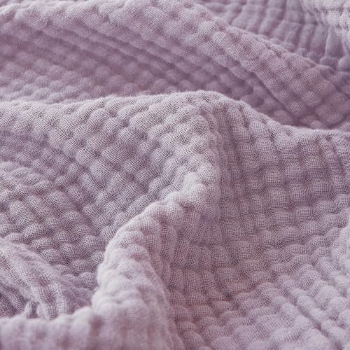 EMME Cotton Muslin Queen Blanket Bed Layering Bedspread Coverlet Breathable Gauze Soft Lightweight Adults (Heather Lavender, 90"x90") by EMME