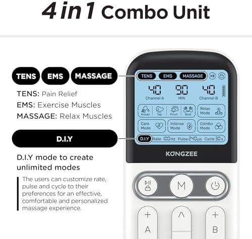 4 in 1 - D.I.Y & Tens Unit & EMS & Massage Muscle Stimulator, Dual Channel TENS Units Therapy Machine for Pain Relief, FDA Cleared Rechargeable Electronic Pulse Massager, with 12pcs Electrode Pads. - Image 3