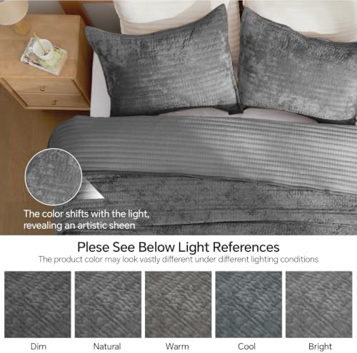 BEDELITE Velvet Quilt Set Queen Size, Luxury Velvet Comforter Bedding - Image 3