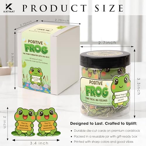 Positive Frog Jar – Thank You Gifts for Women, Men, Coworkers – Emotional Support Jar with 60 Notes – Appreciation Gifts for Coworkers, Teacher, Nurse, Retirement Gift for Men, Women, Frog Gift - Image 2