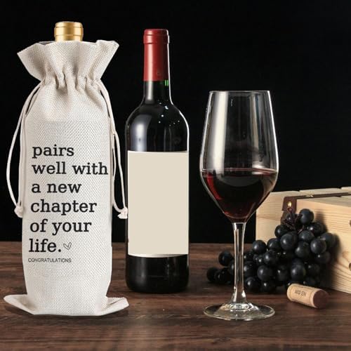 1Pcs New Chapter Wine Gifts Bag Next Chapter Wine Bag, Pairs Well With a New Chapter of Your Life with 1Pcs Kraft Blessing Cards and natural jute rope - Image 5